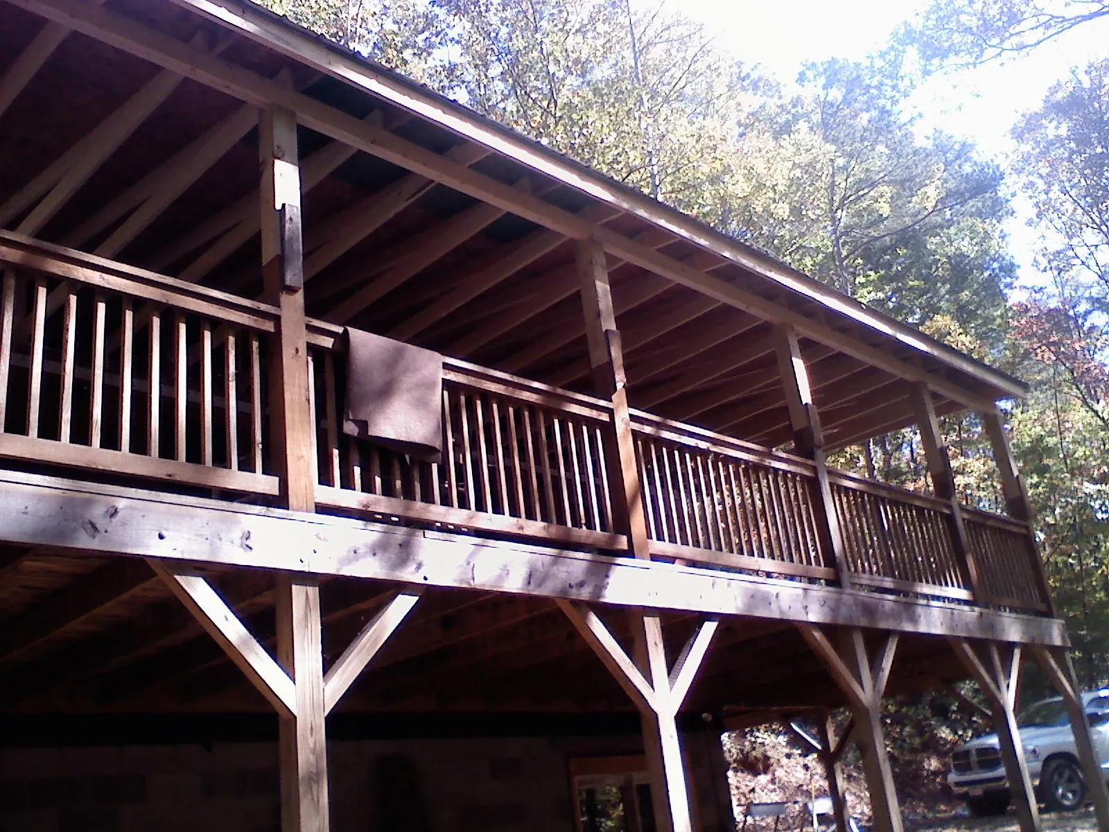 Timber framing under a new elevated porch and deck — Roof Leak Repair in Decatur by Roofing Brothers